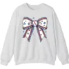 5.4 Baseball Bow Sweatshirt, Game Day Crewneck, American Flag Sports Mom Pullover