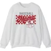 5.4 Distressed Checkered Baseball Mama Sweatshirt, Bow Pullover, Vintage Game Day Sports Mom Crewneck
