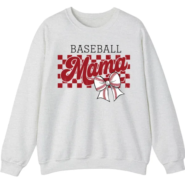 5.4 Distressed Checkered Baseball Mama Sweatshirt, Bow Pullover, Vintage Game Day Sports Mom Crewneck