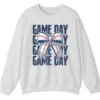 5.4 Game Day Baseball Bow Sweatshirt, Softball Star Ribbon Crewneck, Vintage Sports Fan Pullover