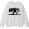 5.4 Distressed American Flag Baseball Player Sweatshirt, Patriotic Game Day Crewneck, USA Sports Fan Pullover