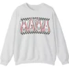 5.4 Distressed Checkered Baseball Mama Sweatshirt, Sports Stitch MAMA Pullover, Game Day Bow Crewneck
