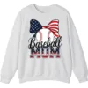 5.4 Baseball Mom Sweatshirt, Game Day Sports Mom Pullover, American Flag Bow Crewneck