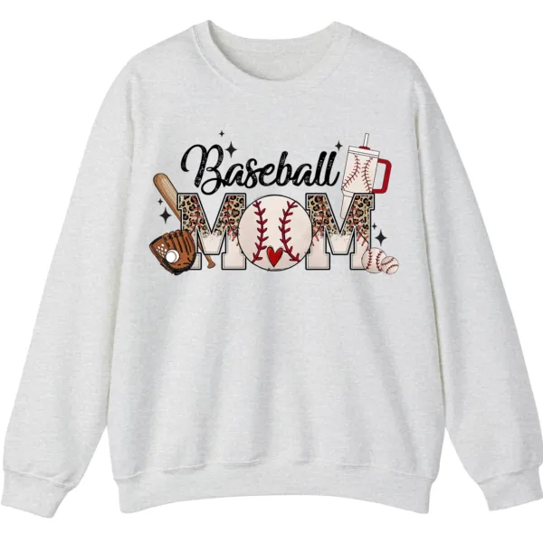 5.4 Baseball Mom Sweatshirt, Game Day Sports Mom Pullover, Leopard Pattern Crewneck