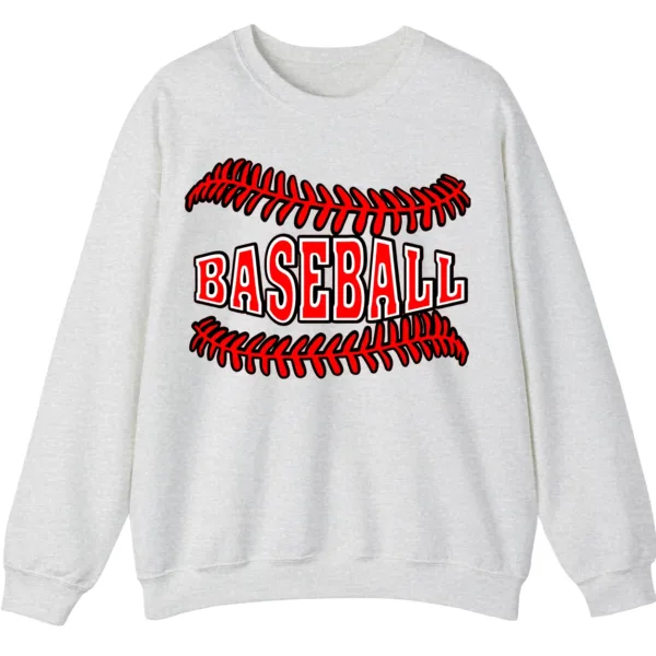 5.4 Baseball Red Stitches Typography Sweatshirt, Bold Game Day Fan Crewneck, Minimalist Sports Pullover