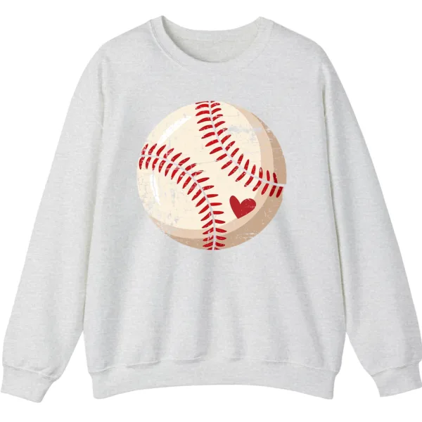 5.4 Vintage Baseball Heart Design Pullover Sweater Unisex