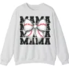 5.4 Baseball Bow Mama Repeat Graphic Crewneck Sweatshirt