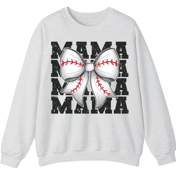 5.4 Baseball Bow Mama Repeat Graphic Crewneck Sweatshirt