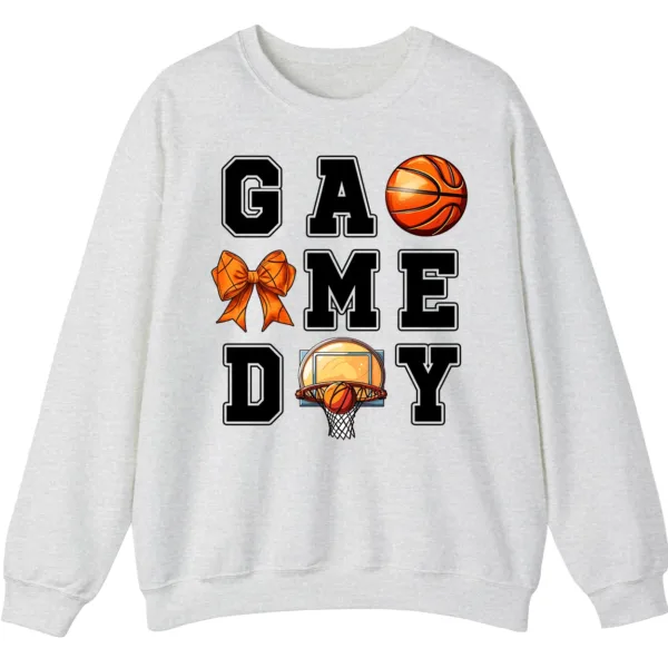 5.4 Basketball Game Day Bow Graphic Crewneck Sweatshirt