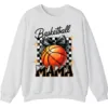 5.4 Basketball Mama Checkerboard Bow Crewneck Sweatshirt