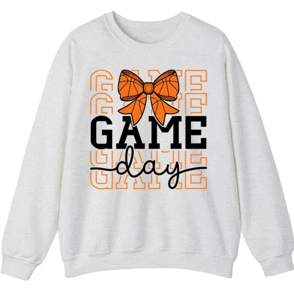 5.4 Basketball Bow Game Day Graphic Crewneck Sweatshirt