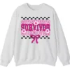 5.4 Breast Cancer Survivor Awareness Pink Ribbon Checkered Crewneck