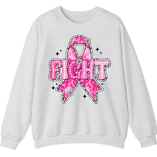 5.4 FIGHT Breast Cancer Warrior Pink Ribbon Crewneck Sweatshirt