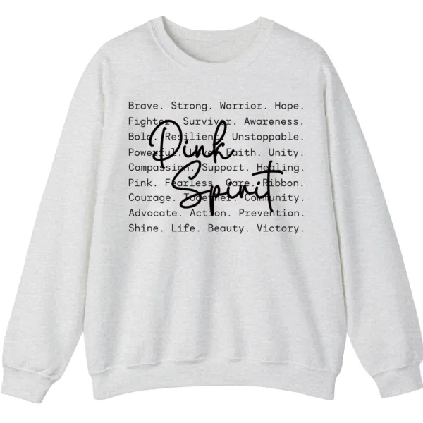 5.4 Pink Spirit Breast Cancer Awareness Sweatshirt, Warrior Hope Survivor Word Cloud Shirt