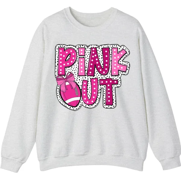 Pink Out Football Game Day Sweatshirt, Breast Cancer Awareness Cheerleading Pink Football Crewneck