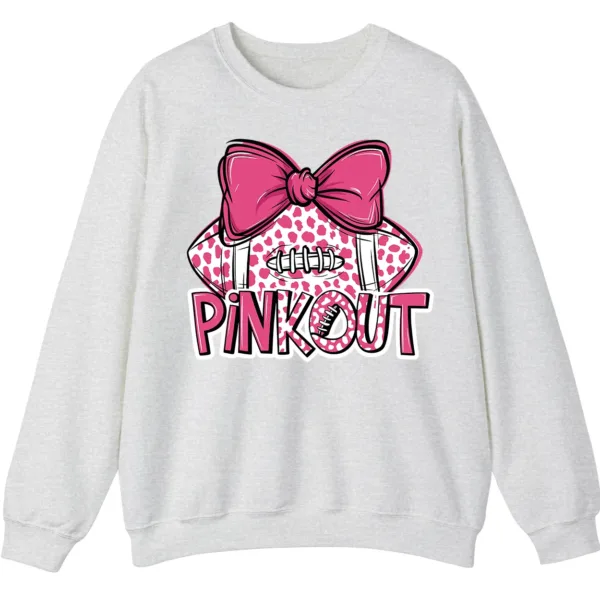 Pink Out Football Game Day Sweatshirt, Breast Cancer Awareness Cheerleading Pink Football Crewneck