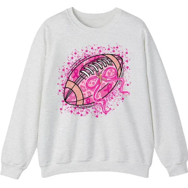 Pink Out Football Game Day Sweatshirt, Breast Cancer Awareness Cheerleading Pink Football Crewneck