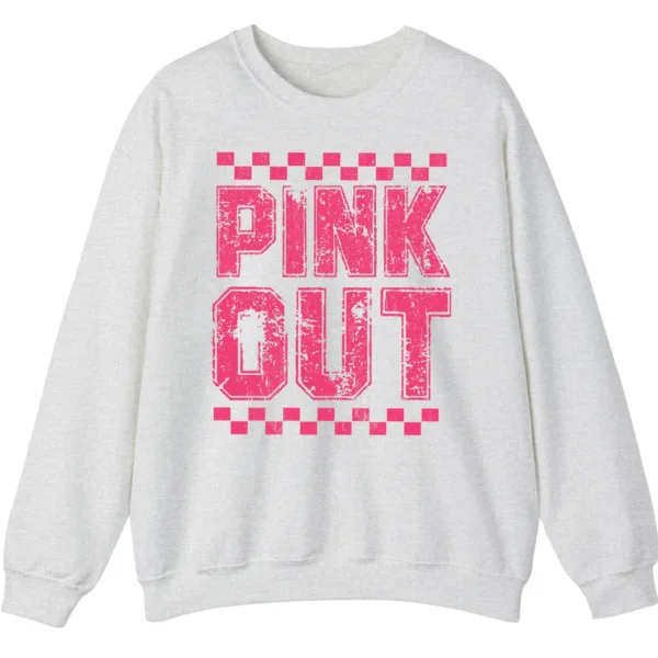 Pink Out Football Game Day Sweatshirt, Breast Cancer Awareness Cheerleading Pink Football Crewneck