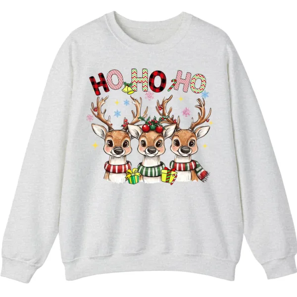 Reindeer Plaid Scarf Christmas Sweatshirt, Funny Ho Ho Holiday Shirt