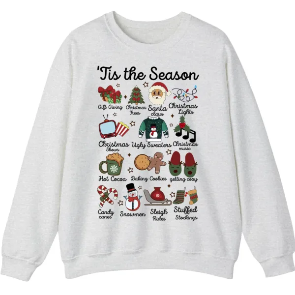 5.4 'Tis The Season Christmas Sweatshirt, Hot Cocoa Cookie Holiday Crewneck