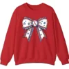 5.5 Baseball Bow Sweatshirt, Game Day Crewneck, American Flag Sports Mom Pullover