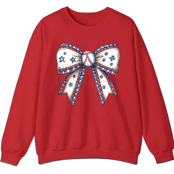 5.5 Baseball Bow Sweatshirt, Game Day Crewneck, American Flag Sports Mom Pullover