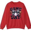 5.5 Game Day Plaid Bow Baseball Sweatshirt, Black White Checkered Ribbon Crewneck, Sports Lover Vintage Pullover