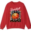 5.5 Basketball Mama Checkerboard Bow Crewneck Sweatshirt