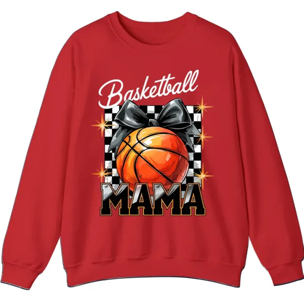 5.5 Basketball Mama Checkerboard Bow Crewneck Sweatshirt