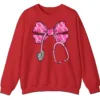 5.5 Pink Ribbon Nurse Stethoscope Bow Breast Cancer Crewneck Sweatshirt