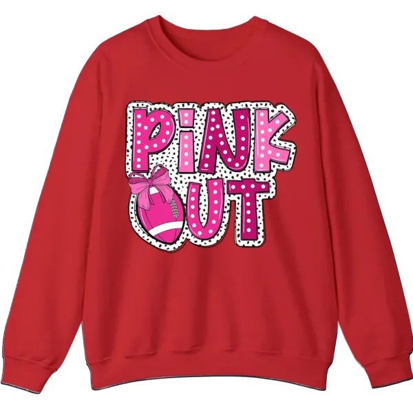 Pink Out Football Game Day Sweatshirt, Breast Cancer Awareness Cheerleading Pink Football Crewneck