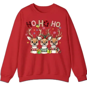 5.5 Reindeer Plaid Scarf Christmas Sweatshirt, Funny Ho Ho Holiday Shirt