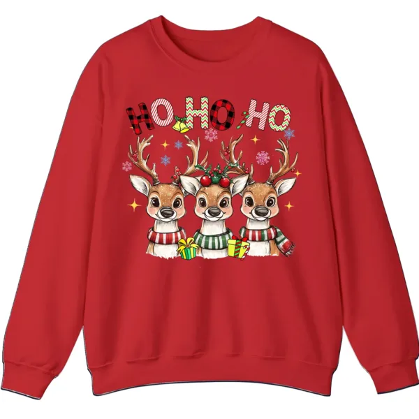 Reindeer Plaid Scarf Christmas Sweatshirt, Funny Ho Ho Holiday Shirt