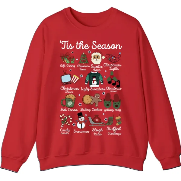5.5 'Tis The Season Christmas Sweatshirt, Hot Cocoa Cookie Holiday Crewneck