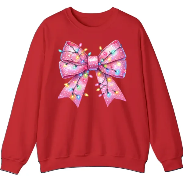 5.5 Pink Christmas Lights Bow Sweatshirt