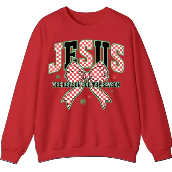 Jesus The Reason Plaid Bow Christmas Sweatshirt