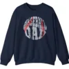 5.6 Baseball Game Day Distressed Typography Sweatshirt, Grunge Circle Dad Player Fan Crewneck