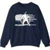 5.6 Distressed American Flag Baseball Player Sweatshirt, Patriotic Game Day Crewneck, USA Sports Fan Pullover
