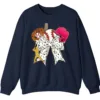 5.6 Feminine Glitter Baseball Bow Crewneck Sweatshirt Pink