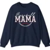 5.6 Baseball Mama Game Day Crewneck Sweatshirt for Women