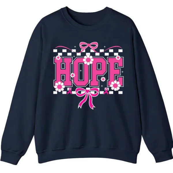 5.6 HOPE Breast Cancer Awareness Pink Ribbon Crewneck Sweatshirt