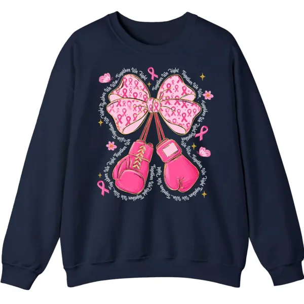 Together We Fight Pink Ribbon Boxing Gloves Crewneck Sweatshirt