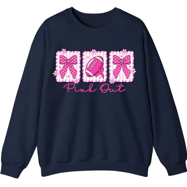 Pink Out Football Game Day Sweatshirt, Breast Cancer Awareness Cheerleading Pink Football Crewneck