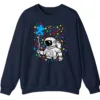 5.6 Astronaut Puzzle Piece Balloon Autism Awareness Sweatshirt, Spaceman Crewneck