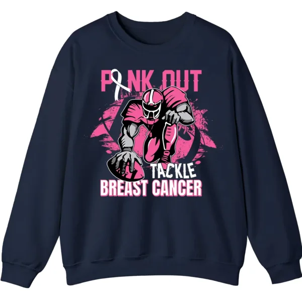 Pink Out Football Game Day Sweatshirt, Breast Cancer Awareness Cheerleading Pink Football Crewneck