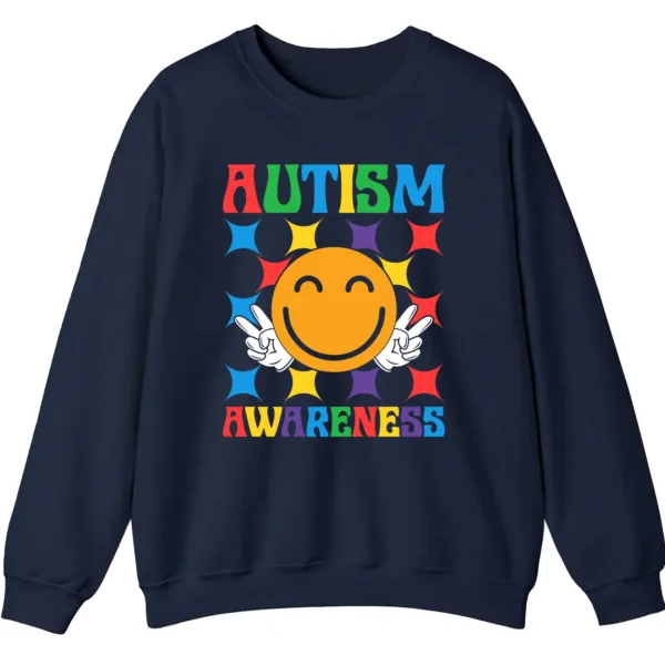 5.6 Autism Awareness Smiley Face Sweatshirt, Cute Happy Face Neurodiversity Crewneck