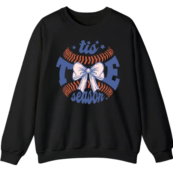 Baseball Christmas Crewneck Sweatshirt - 'Tis The Season Bow Graphic