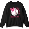 5.7 Little Sister Biggest Fan Baseball Softball Sweatshirt, Pink Bow Game Day Crewneck, Sibling Sports Support Gift Pullover