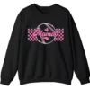 5.7 Mama Pink Glitter Softball Sweatshirt, Checkered Game Day Crewneck, Baseball Mom Pullover, Cute Sports Mom Gift