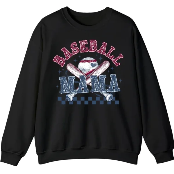 5.7 Distressed Baseball Mama Sweatshirt, Retro Game Day Crewneck, Checkered Softball Mom Pullover